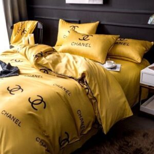 Chanel Logo in Yellow Background Bedding Set