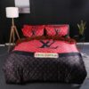 Luxury LV Black And Red Monogram Bedding Set