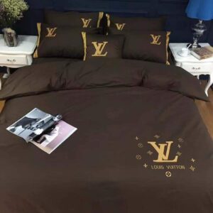Best Louis Vuitton Basic Golden Logo Bedding Set