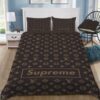 LV x Supreme Brown Monogram Bedding Set Queen
