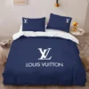 Basic Logo In Blue Background Louis Vuitton Bedding Set