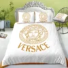 Basic White And Yellow Logo Versace Bedding Set