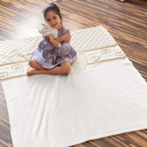 Gucci White Luxury Logo Premium Brand Blanket Fleece Home Decor