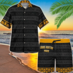LV Grey Black Yellow Luxury Brand Fashion Hawaii Set For Men TH3200193