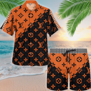LV Orange Black Luxury Brand Premium Fashion Hawaii Set For Men TH3200190