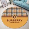 Burberry London England Orange Luxury Brand Fashion Round Rug Carpet Home Decor Special Gift LVT00396