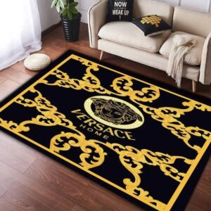 Gianni Versace Gold Luxury Area Rug For Living Room Bedroom Carpet Home Decor Mat LVT00478