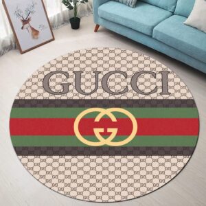 Gucci Green Red Beige Luxury Brand Fashion Round Rug Carpet Home Decor Special Gift LVT00395