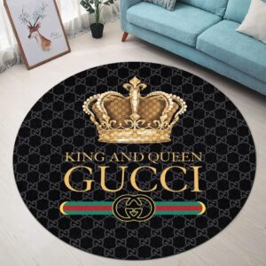 Gucci King And Queen Black Luxury Brand Fashion Round Rug Carpet Home Decor Special Gift LVT00399