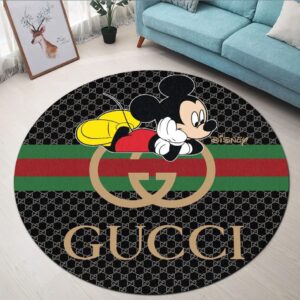 Gucci Mickey Black Luxury Brand Fashion Round Rug Carpet Home Decor Special Gift LVT00397
