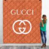 Gucci Orange Fashion Luxury Brand Premium Blanket Fleece Home Decor LVT00214