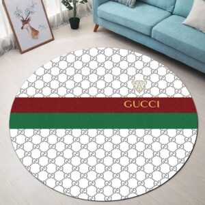 Gucci Red Green White Luxury Brand Fashion Round Rug Carpet Home Decor Special Gift LVT00410