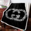 Gucci Silver Roses Logo Black Fleece Blanket