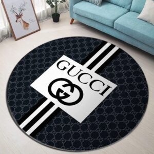Gucci White Black Luxury Brand Fashion Round Rug Carpet Home Decor LVT00418