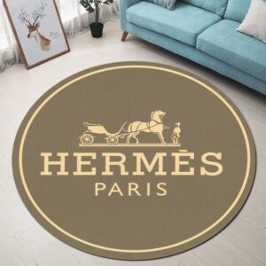 Hermes Paris Brown Luxury Brand Fashion Round Rug Carpet Home Decor Special Gift LVT00443