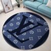 Louis Vuitton Navy Luxury Brand Fashion Round Rug Carpet Home Decor Special Gift LVT00407