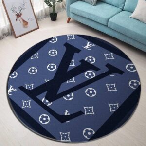 Louis Vuitton Navy Luxury Brand Fashion Round Rug Carpet Home Decor Special Gift LVT00407