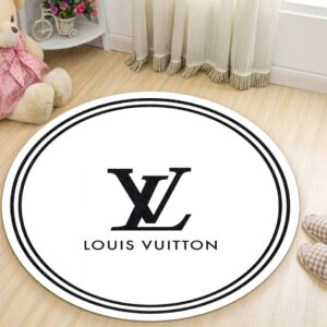 Louis Vuitton White Luxury Brand Round Rug Carpet Home Decor LVT00435