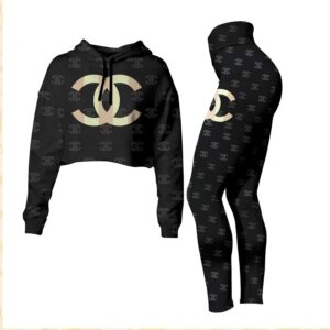 Chanel Croptop Hoodie Leggings For Women Luxury Brand Clothing Clothes Outfit-Max08474