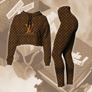 L.Vuitton Croptop Hoodie Leggings For Women Luxury Brand Clothing Clothes Outfit-Max08483