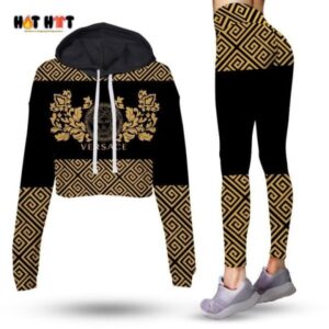 Versace Croptop Hoodie Leggings For Women Luxury Brand Clothing Clothes Outfit-Max08495