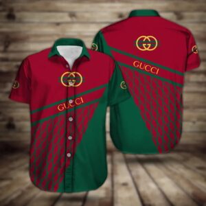 GC red green luxury brand premium fashion hawaii shirt for men PEA31235
