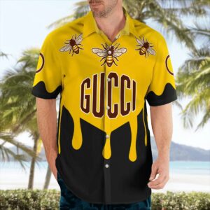 GC bee black yellow luxury brand premium fashion hawaii shirt for men PEA31240