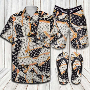 LV LV Hawaii Shirt Shorts Set Luxury Beach Clothing Clothes Outfit For Men PEA31514