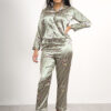 DIOR DUSTY TEDDY BEAR PRINTED LONG SLEEVE SATIN PJ SET