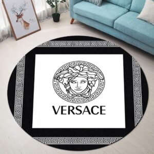 Versace Medusa Black White Luxury Brand Fashion Round Rug Carpet Home Decor Special Gift LVT00438