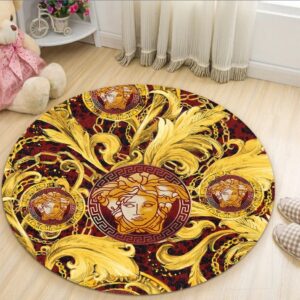 Versace Medusa Golden Luxury Brand Round Rug Carpet Home Decor LVT00430